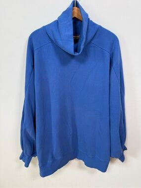 LIT Activewear Whisper Oversized Cowl Neck Sweatshirt Blue Women's XL